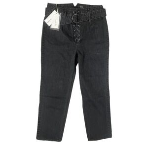 GRLFRND Solange Grommet Lace Up With Belt Black Jeans - Size 31